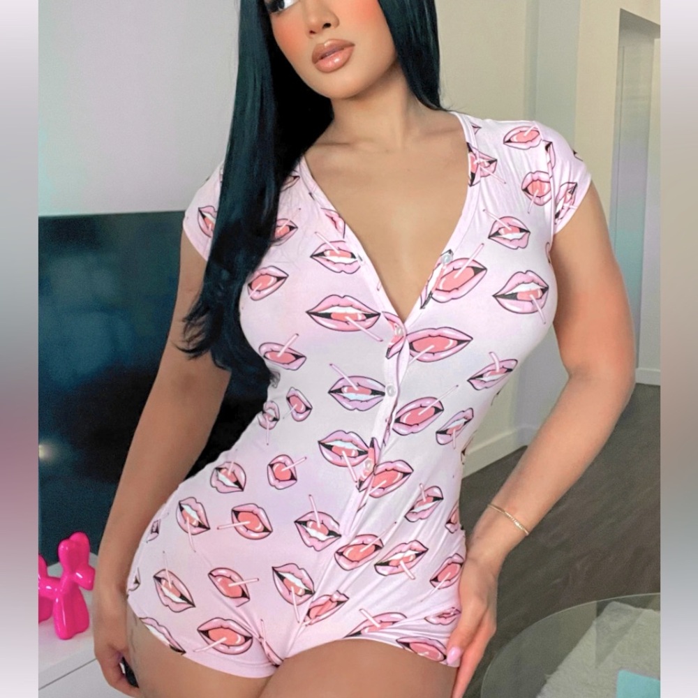Lollipop Lips PJ Short Romper
